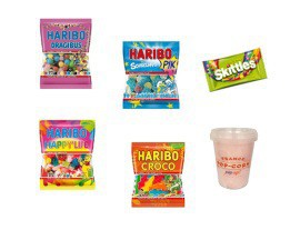 Bonbons sachets, barbe à papa